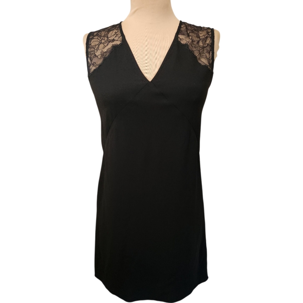 ALLSAINTS "Prism" Black Lace Trimmed Mini Dress - Size 4 - Picture 4 of 15
